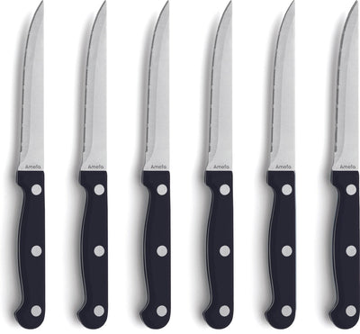 Set coltelli da bistecca Amefa - 6 pezzi - 6 persone - lavabili in lavastoviglie - coltello da trinciante
