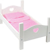 Small foot houten poppenbed met beddengoed 50 cm wit roze
