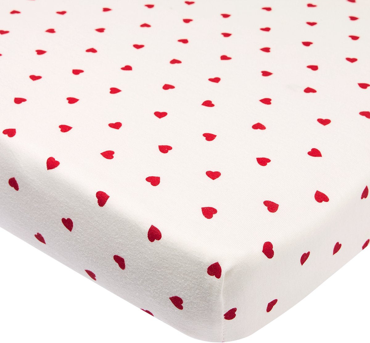 Meyco baby sweet heart hoeslaken boxmatras - white red - 75x95cm