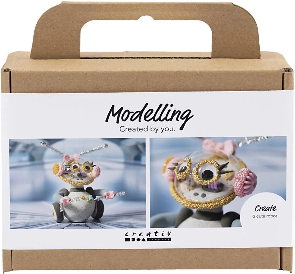Creativ company mini hobby set robot modeling gray and pink
