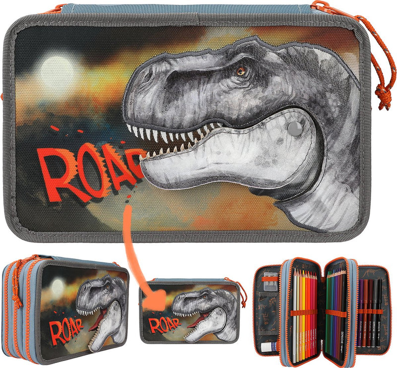 Depesche - estuche lleno de 3 compartimentos dino world - rugido