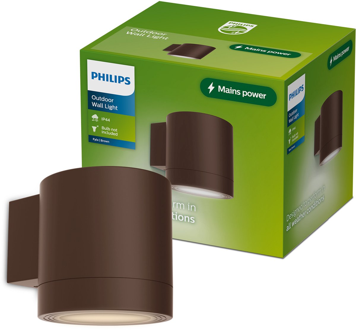 Philips led philips fylx wandlamp - buitenverlichting - gu10-fitting - weerbestendig: ip44 - bruin - modern design