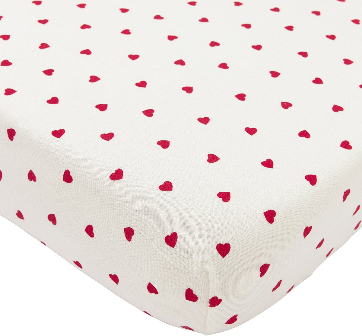 Meyco baby sweet heart hoeslaken co-sleeper - white red - 50x90cm