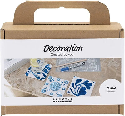Creativ company mini hobby set decoration, porcelain coasters, blue, 1 box