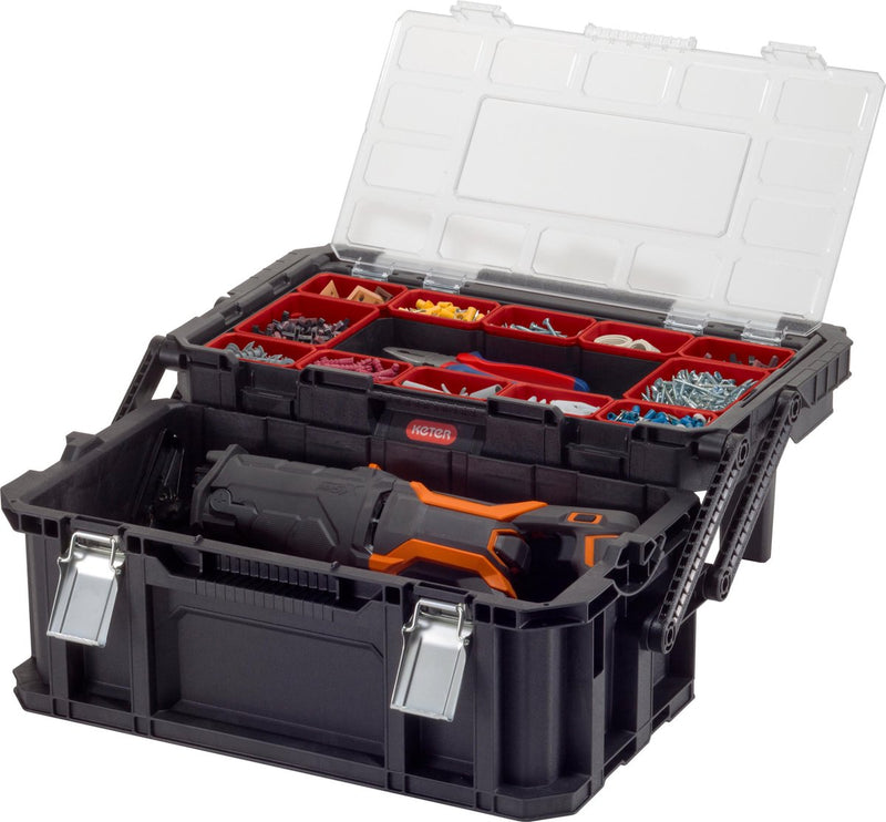 Caja de herramientas Keter connect cantilever - 26l - 56,5x31,7x25,1cm - negro