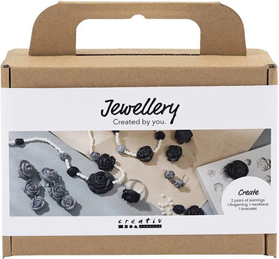 Mini set hobby di Creativ Company, gioielli, rose, nero, bianco e nero, bianco, 1 scatola