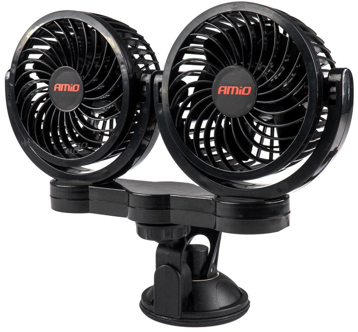 Ventosa doppia ventola per auto Amio con caricatore USB nero (5x10 cm) 12v