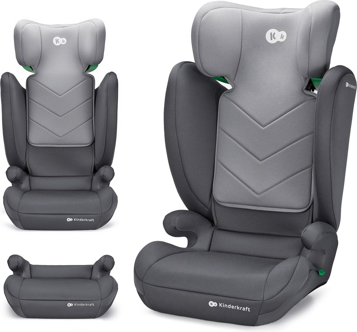 Silla de auto Kinderkraft i-spark 2 en 1 – 100-150 cm – r129 i-size – h-guard sps – gris