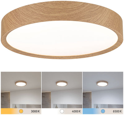 Paulmann Selection Plafoniera LED da bagno Tega IP44 interruttore bianco 1200lm 230V 22,5W aspetto legno