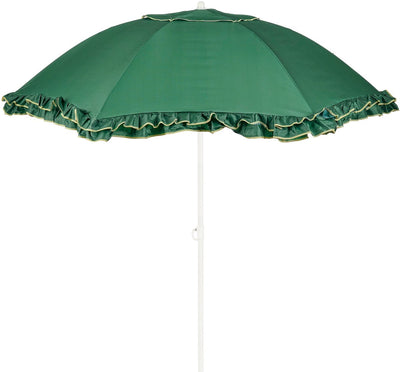 Decoraciones de mica Sombrilla basculante con volantes - Sombrilla de palo 238 x ø195 cm - Sombrilla de jardín o balcón - Poliéster, Acero - Verde
