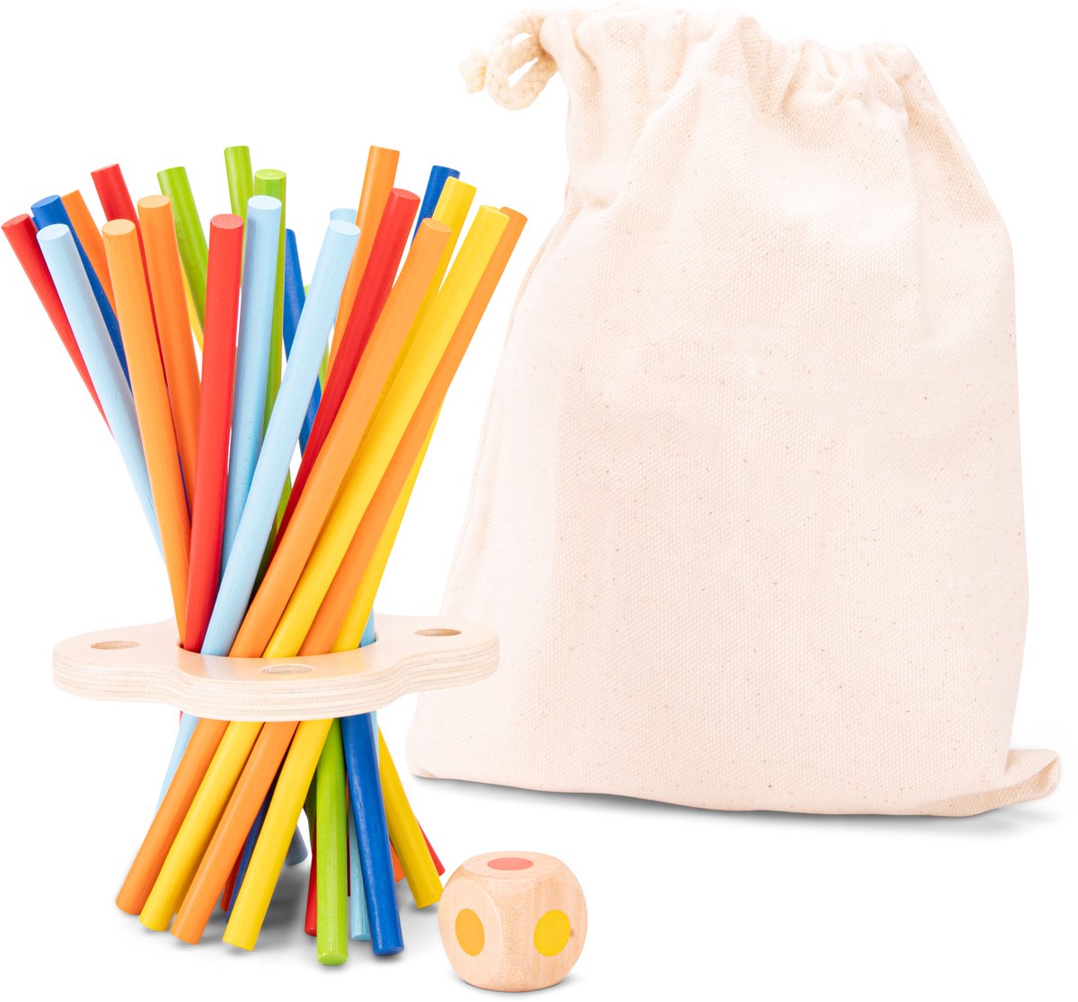 Woet ® gioco con bastoncini di legno - gioco mikado - gioco di abilità di concentrazione con dadi - gioca da solo o insieme - gioco educativo con custodia - da 3 anni