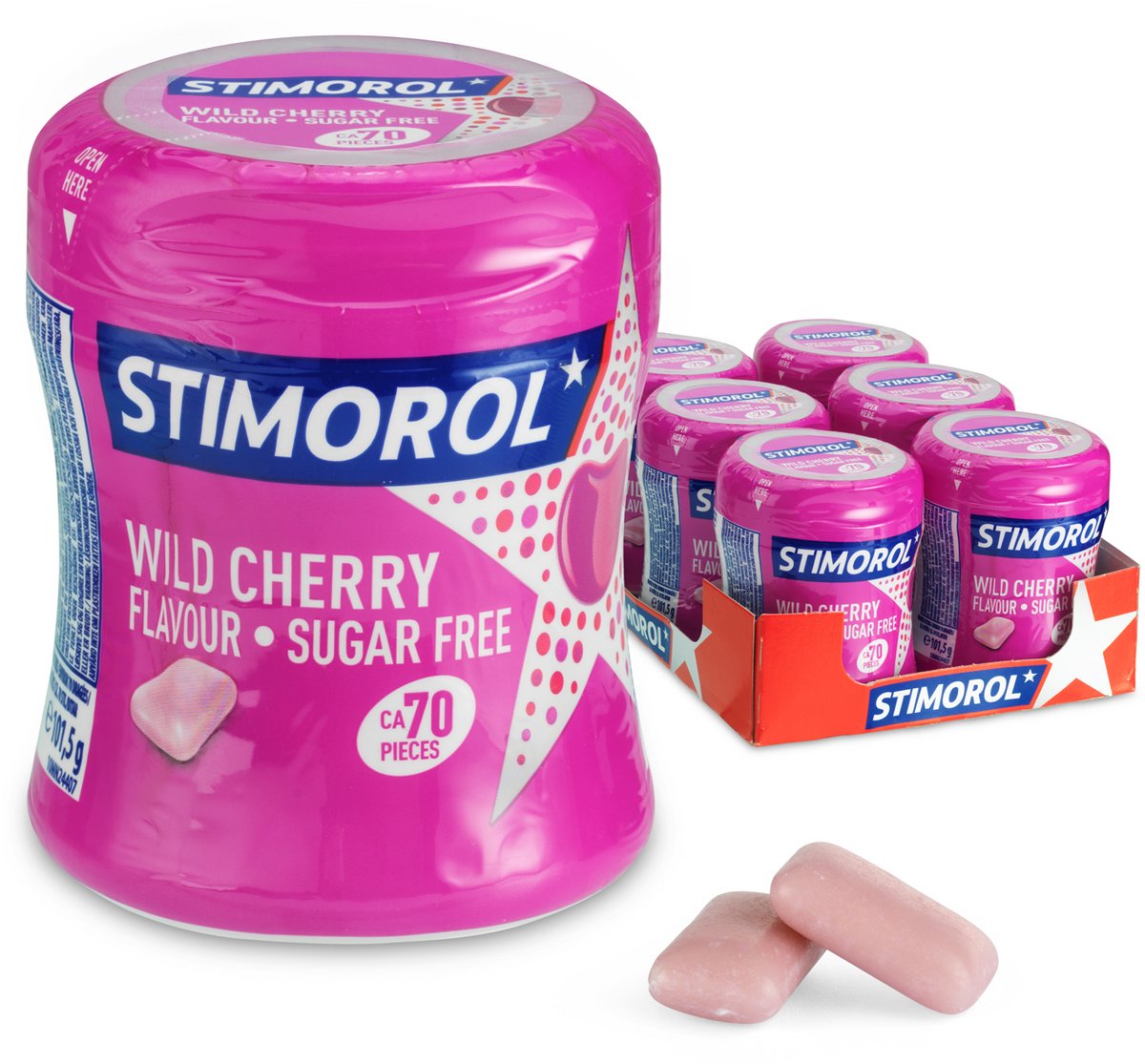 Stimorol ciliegia selvatica - gomma da masticare - senza zucchero - 1x6 pezzi