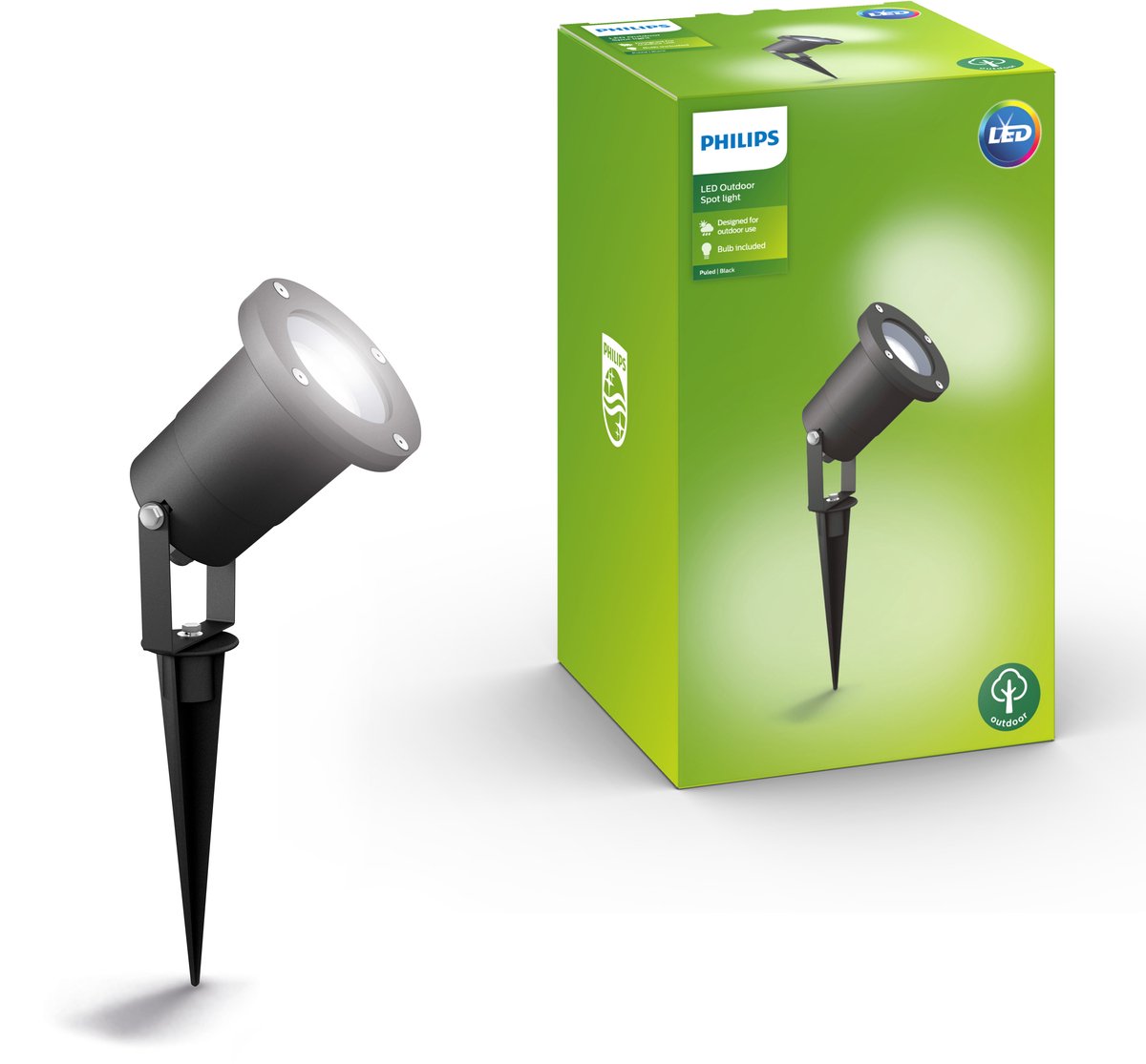 Philips LED Philips Puled Spike Spike Spot para exteriores - negro