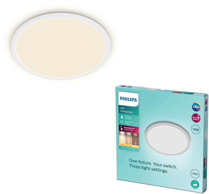 Lampada da soffitto per bagno Philips LED Philips super sottile - bianca - rotonda - 15 W