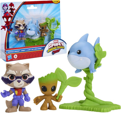 Hasbro Marvel Spidey y sus increíbles amigos - Rescue Webs Marvel's Rocket Groot y Jeff the Land Shark