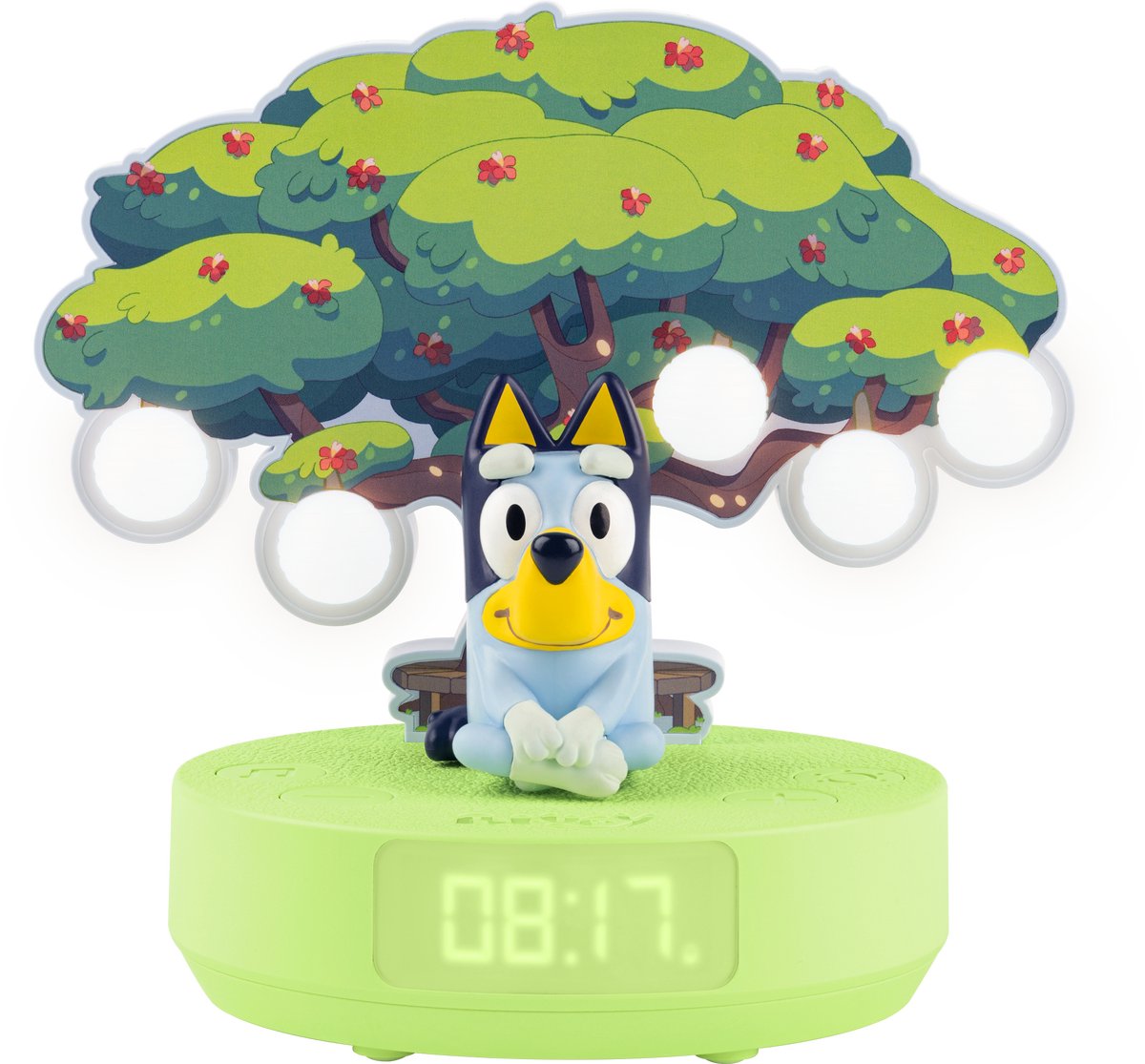 Lampada notturna wireless Bigben bluey lumitree e sveglia per bambini - con musica ufficiale bluey, 3 melodie e rumore bianco