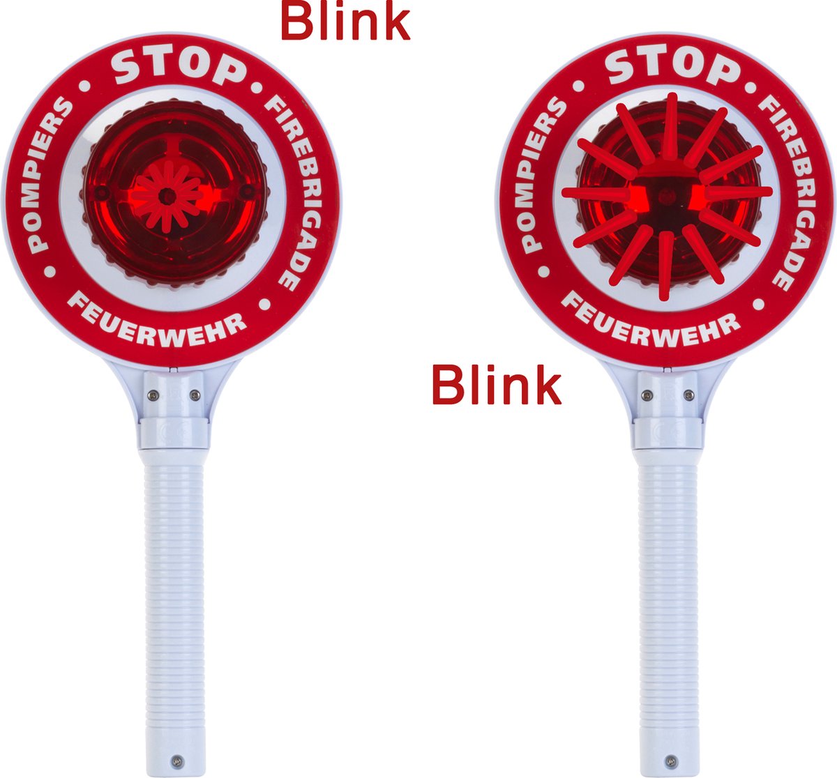 Segnale di stop dei vigili del fuoco Klein Toys - 16x3,5x29 cm - incl. effetti di luce - accessorio ideale per costumi da pompiere e giochi di ruolo - rosso e bianco