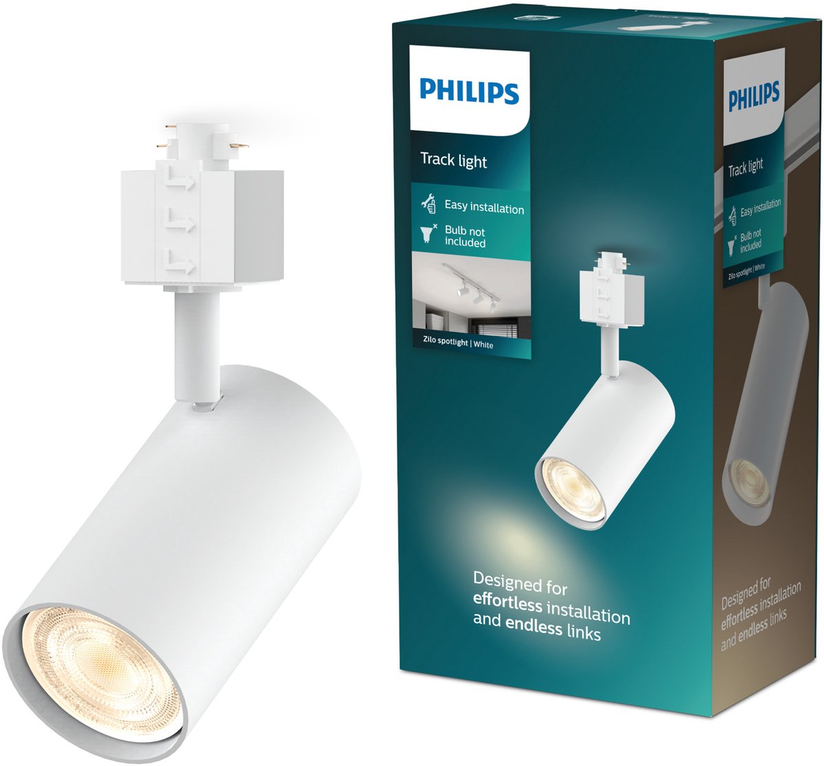 Philips led philips easylink zilo - spot - gu10 fitting - maximaal wattage: 7w - wit - railverlichting