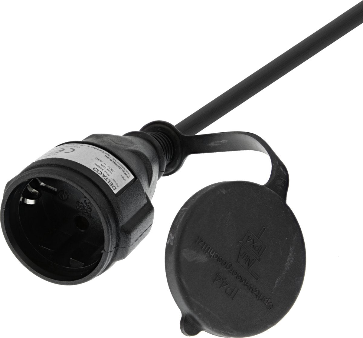 Cavo di prolunga Deltaco GT-980 - uso esterno - cavo di prolunga con messa a terra - IP44 - 10 metri - nero