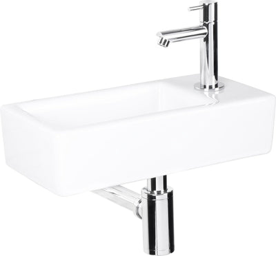 Differnz fountain set helios rectangle right 37.5x18.5x9.5cm ceramic white