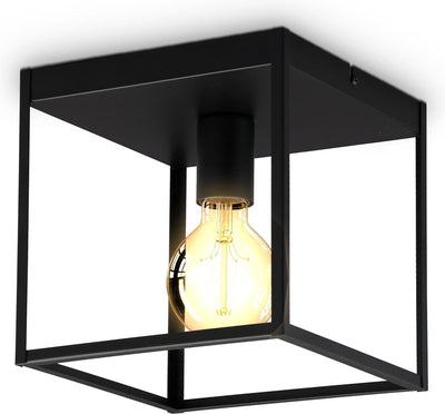 B.k.licht - black ceiling lamp - decorative - industrial lamp - metal - E27 fitting - 22x22 cm