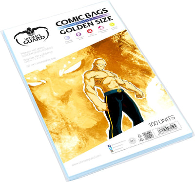 Bolsas de cómics Ultimate Guard resellables (100) - tamaño dorado
