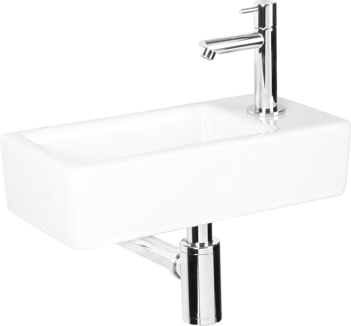 Differnz fonteinset helios rechthoek rechts 37.5x18.5x9.5cm keramiek wit
