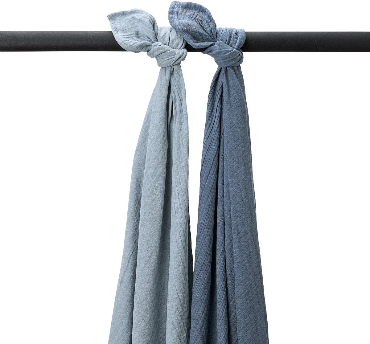 Meyco baby uni pre-washed hydrofiele swaddles - pre-washed hydrofiel - natural jeans blue indigo - 120x120cm - 2-pack