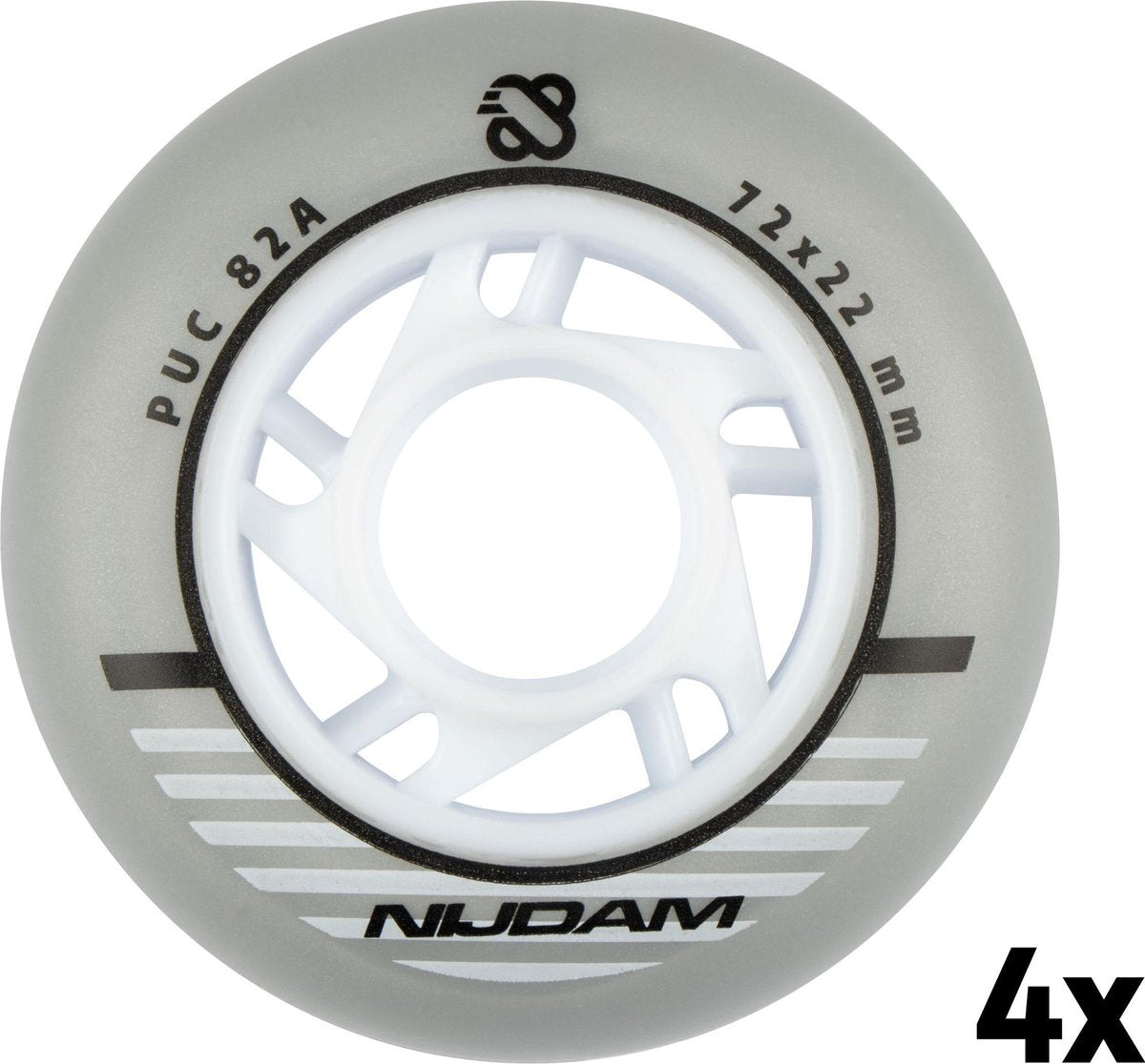 Ruote per pattini in linea Nijdam - 72x24 mm - 4 pezzi - bianco argento