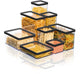 Contenitori per alimenti Rotho loft - set da 5 - nero - 2x 2,1 litri, 2x 0,5 litri e 1x 1 litro