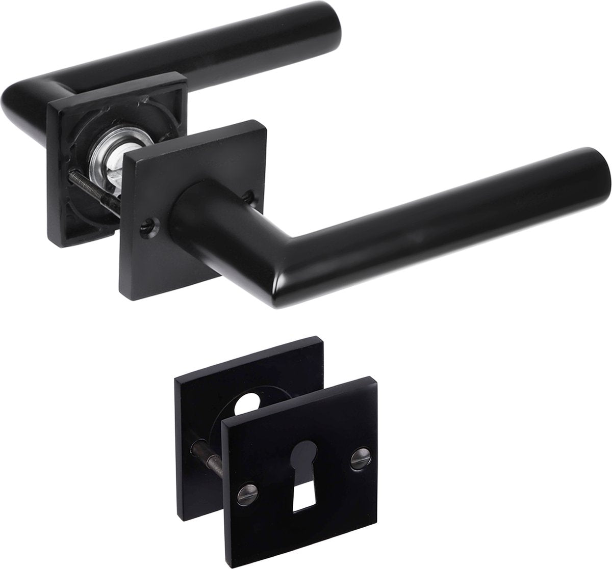 Herrajes para puertas interiores Impresso London - roseta cuadrada con roseta para llave cuadrada - aluminio - negro