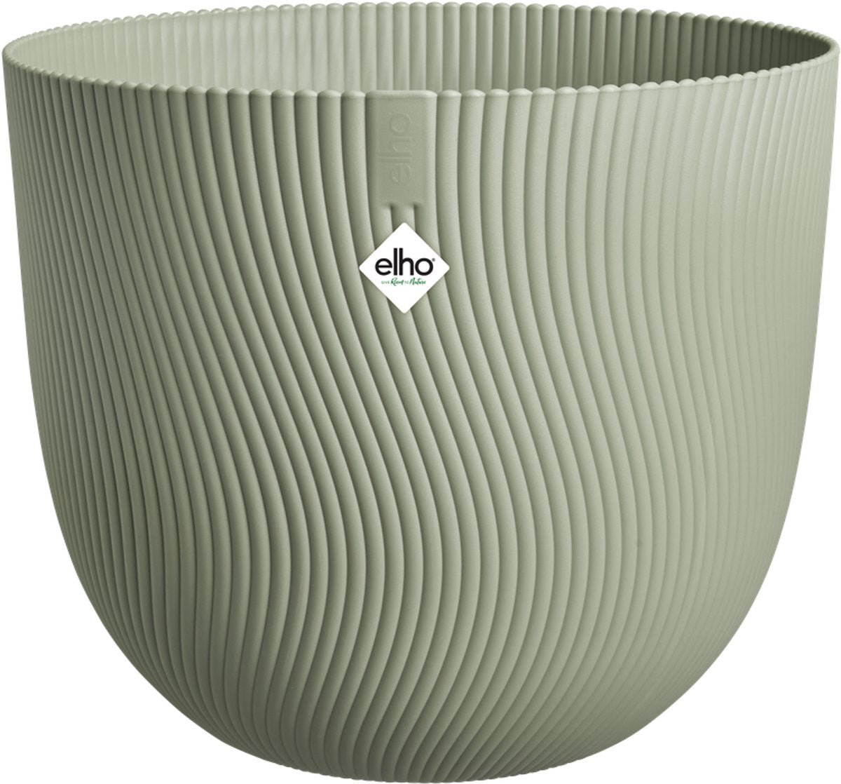 Elho sereh round 25 - vaso da fiori per interni ed esterni - 100% plastica riciclata - ø 24,5 x h 21 cm - verde scandinavo