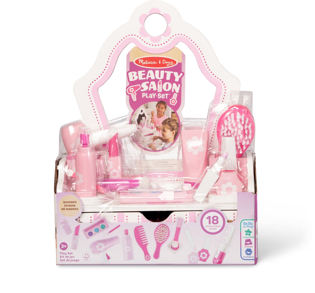 Melissa doug - toeletta in legno - con specchio a prova di bambino e cassetto