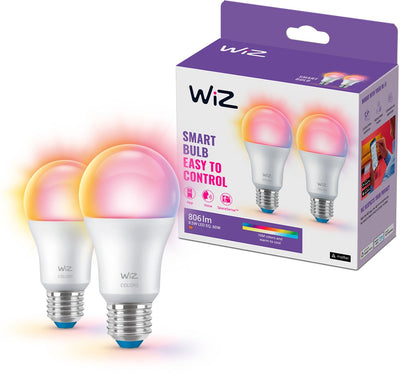 Paquete de 2 lámparas Wiz - iluminación LED inteligente - luz blanca y coloreada - e27 - 60w - mate - wi-fi