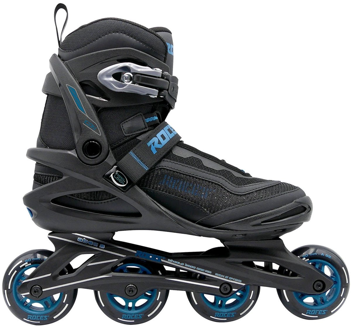 Roces icon x 80 skeelers - inline skates - zwart blauw - maat 44