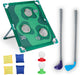 Eddy Toys Set da golf e cornhole 2 in 1 - giocattoli da interno ed esterno per ragazzi e ragazze - con palline da golf, pouf, mazze da golf e tabellone da gioco - gioco di lancio giocattolo e minigolf - plastica - verde