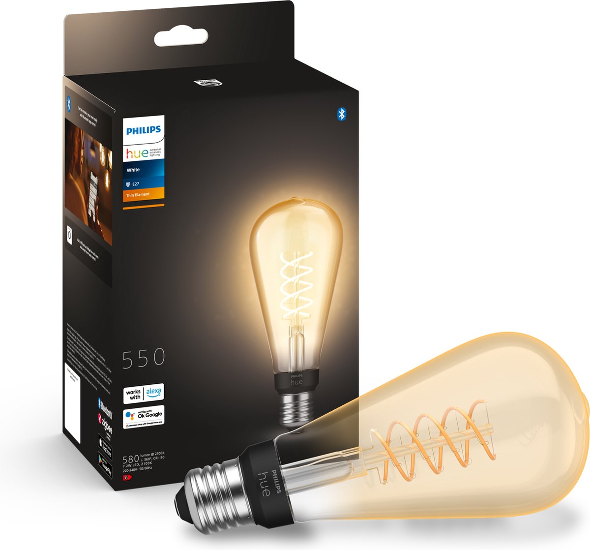 Lampada Edison a filamento Philips Hue ST72 - luce bianca morbida - confezione da 1 - E27