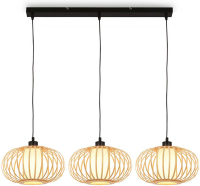 Briloner - rotti - lampada a sospensione, 120 cm, 3x e27, max. 10w, color legno