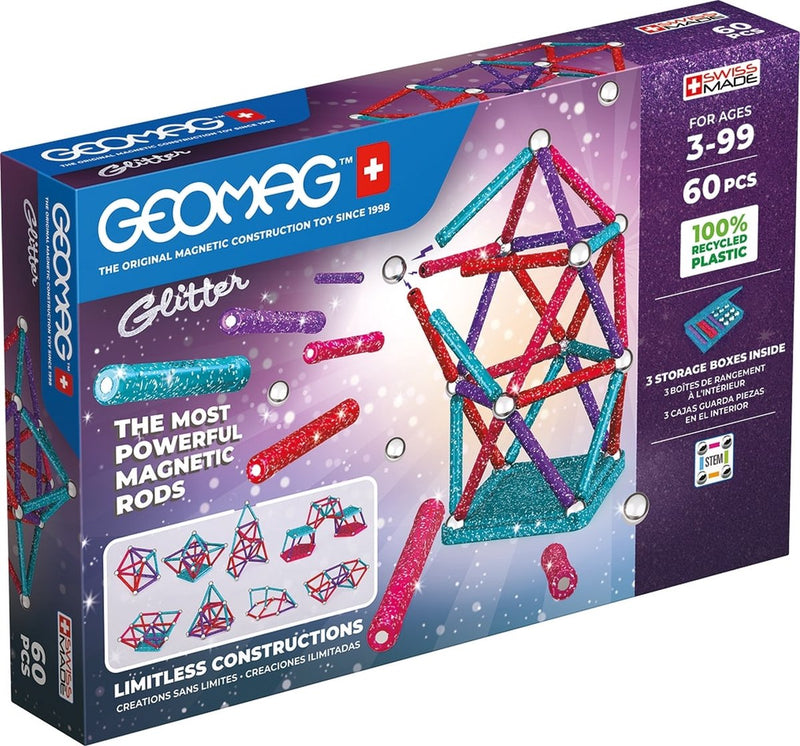 Geomag glitter set recycled - 60-delig