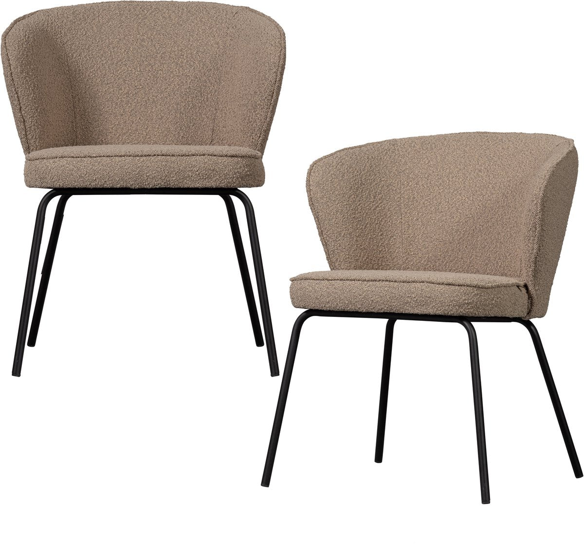Woood admit eetkamerstoelen - bouclé - beige - set van 2