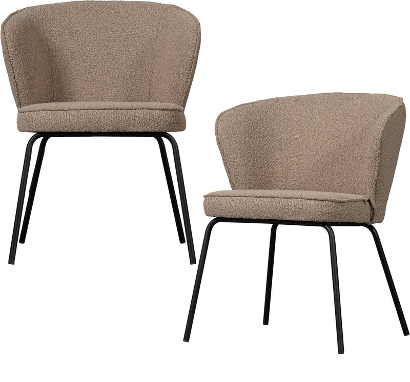 Sedie per sala da pranzo in legno - bouclé - beige - set di 2