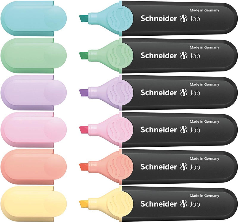 Schneider schrijfwaren schneider markeerstift - tekstmarker - job pastel - assorti 6 stuks - beitelpunt - s-115097