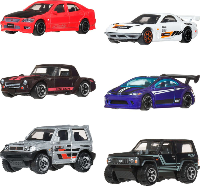 Hot Wheels serie argento - set di 6 veicoli giapponesi