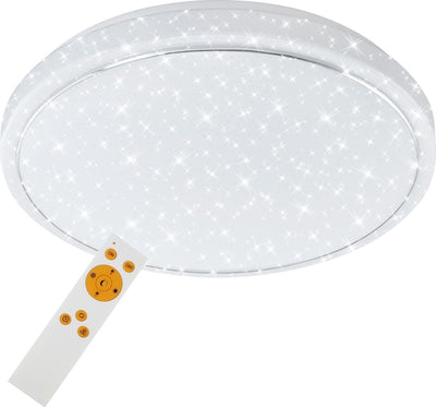 Briloner star - lámpara de techo regulable - lámpara de techo - tono de color ajustable: blanco cálido-frío - lámpara de techo incl. iluminación nocturna - función de temporizador - mando a distancia - metal - integrado - LED - 18 W - fondo: 38,5 cm