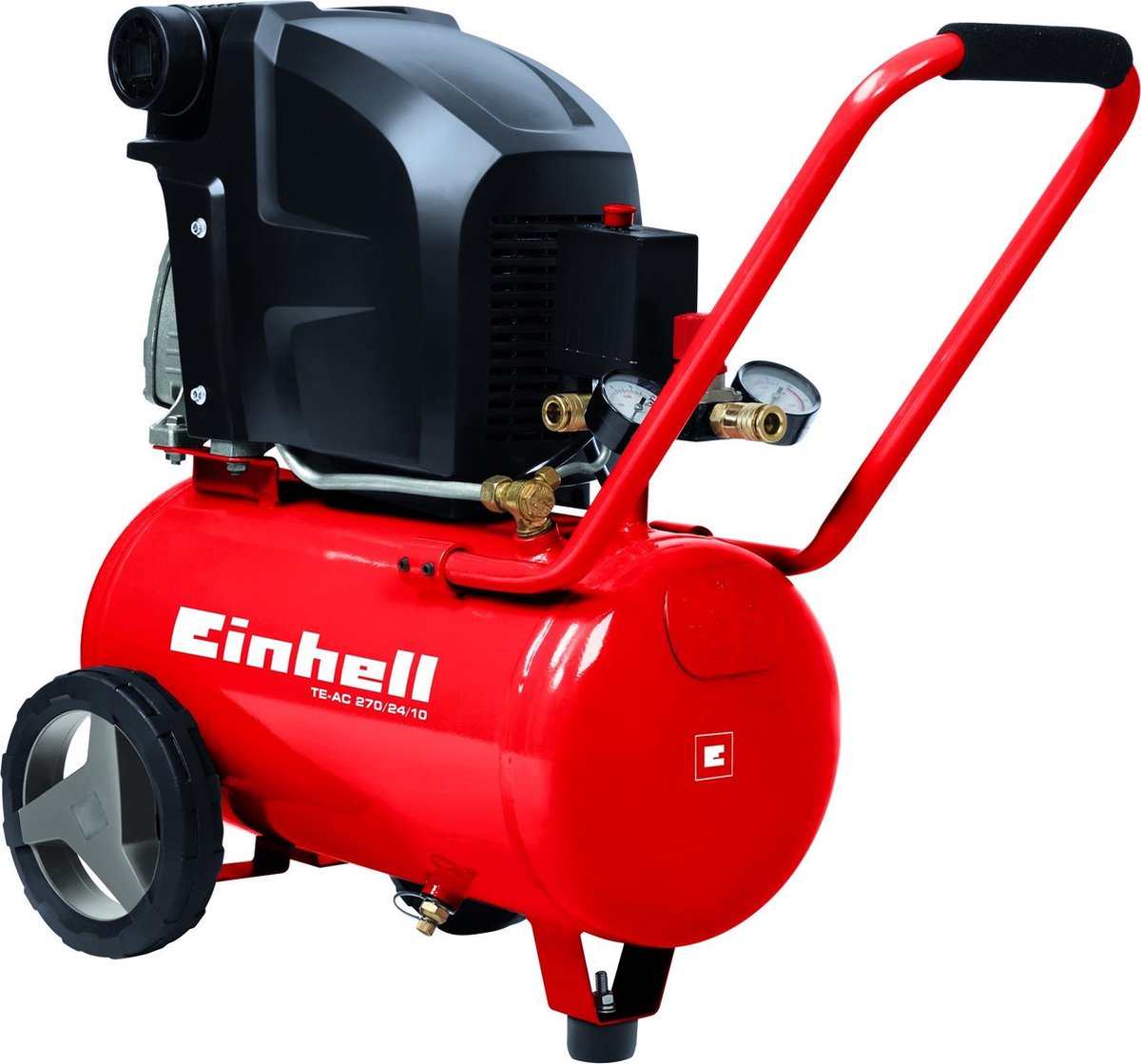 Einhell elektrische compressor te-ac 270 24 10 - 1800 w - 10 bar - 24 l tank - aanzuigcapaciteit: 270 l min - oliegesmeerd