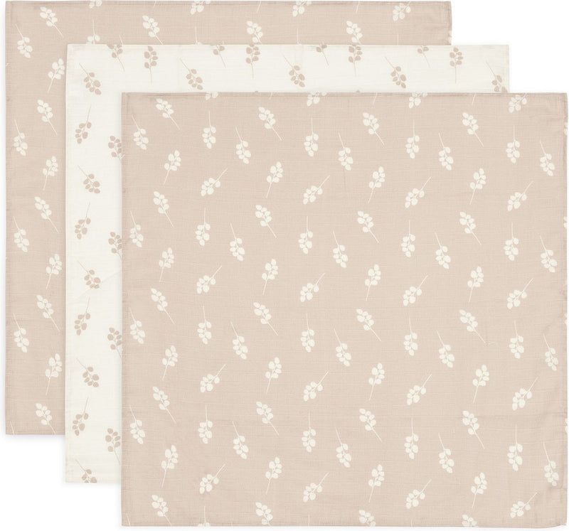 Jollein - panno idrofilo piccolo 70x70 cm - fasciatoio, pannolini, panni per bambini - cotone morbido - ramoscello - rosa canina - 3 pezzi