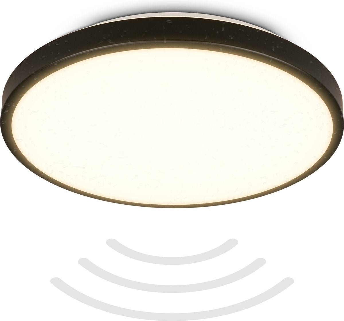B.k.licht - led badkamerverlichting - plafondlamp met bewegingsmelder - ip54 - warm wit licht - 29x7.5 cm - zwart