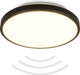 B.k.licht - led badkamerverlichting - plafondlamp met bewegingsmelder - ip54 - warm wit licht - 29x7.5 cm - zwart