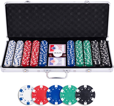 Set de poker en estuche plateado - 500 fichas 11,5gr.