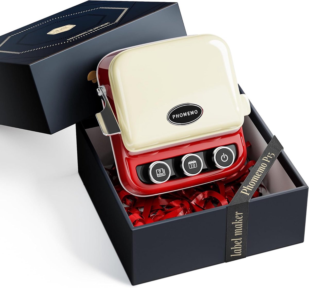 Phomemo p15 - draagbare labelprinter - retro ribbon thermal printer - inkless thermische printtechnologie - 203 dpi - bluetooth connectiviteit - oplaadbare lithium batterij - compact lichtgewicht - diy labels